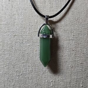 Green Pendant Necklace with Silver Accents